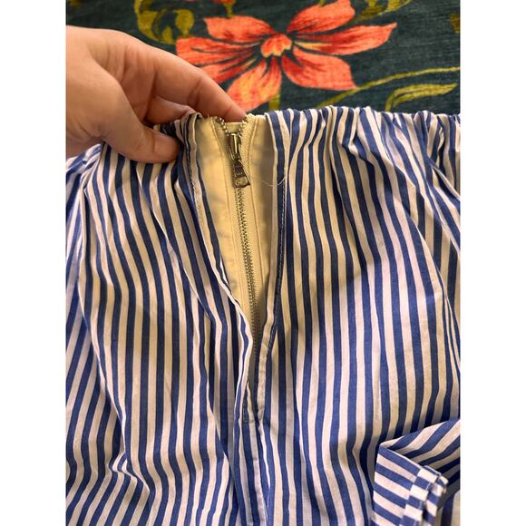 Bardot White and Blue Striped Off The Shoulder Shirt Size 6 / Small - Picture 4 of 7